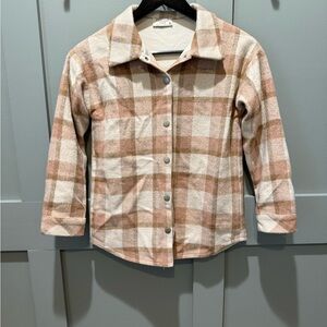 Pink Lily Button Down Jacket in Pink and Cream